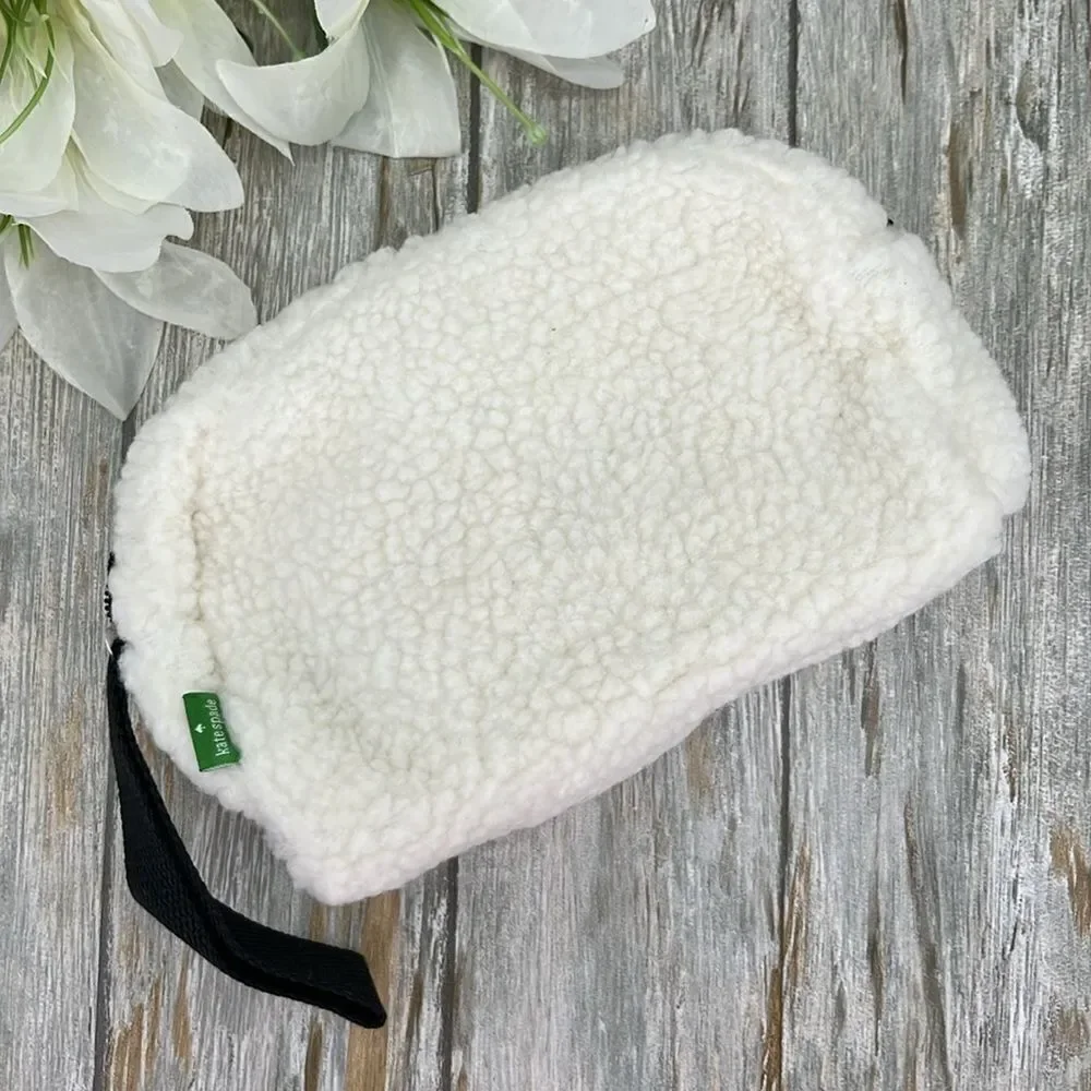 Kate Spade Sherpa Cosmetic Makeup Pouch Travel Bag Purse